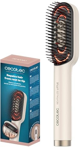 Cecotec Cepillo Reparador con Luz LED HairCare Revitalize Little. Aplicador de Serum y Masaje Vibratorio, Cuida, Repara y Estimula el Crecimiento del Cabello, 4 Luces LED, Tratamiento Capilar en Casa