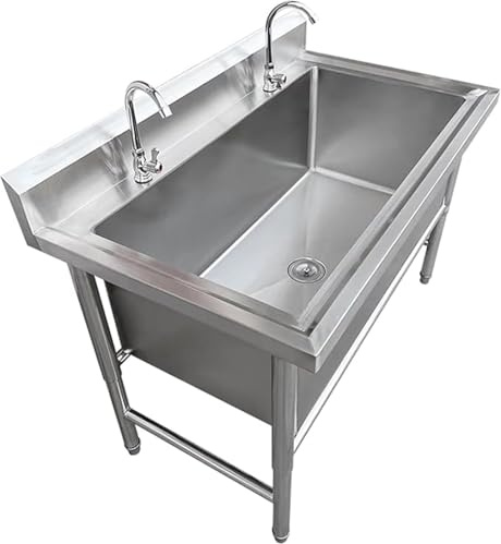 Lavello commerciale autoportante per ristoranti grande in acciaio inox singola ciotola lavello utilità con kit di scarico e rubinetto vasca da 100 cm per la preparazione e la pulizia degli alimenti