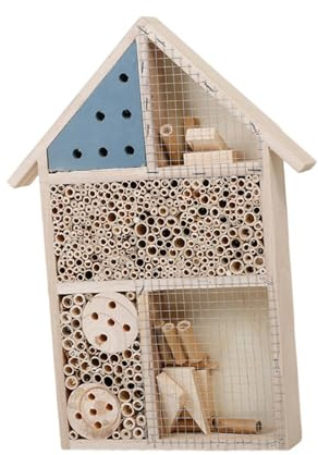 Sharplace Maison à Abeilles, Ruche, hôtel à Abeilles, abri pour Abeilles, Habitat, nichoir à Papillons pour l'extérieur, clôture, Jardin, Cour, Arbre, Bleu, 25 X 4 X 35 Cm