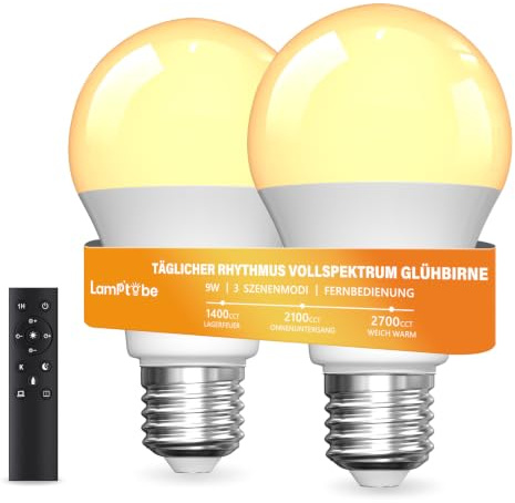 Lamptobe Bombilla de Sueño de Espectro Completo con Ritmo Diurno – 9W E26