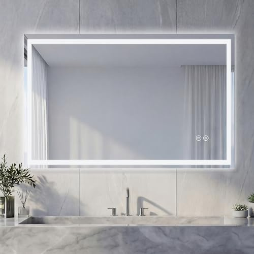 NeoArt Specchio bagno LED Antiappannamento Dimmerabile 10%-100% 3 Temperature Colore 3000K-6500K Touch con Memoria HD Specchio Bagno con Luce LED IP44 IP65 Impermeabile 100x60cm