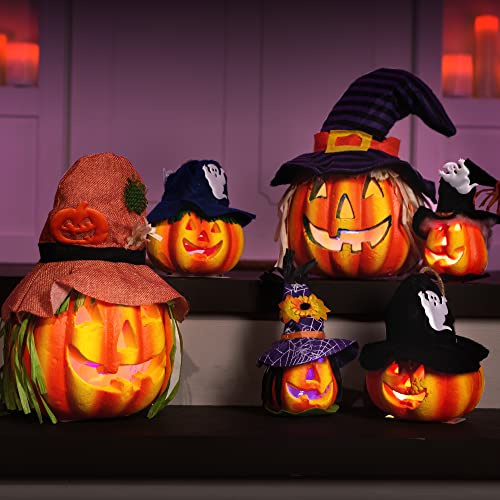JOYIN 6 Pz Illuminano Zucche Decorazioni di Halloween Outdoor Indoor Jack O Lanterne Decor Luci LED Schiuma Halloween Home Decor Grande Dolcetto O scherzetto secchio