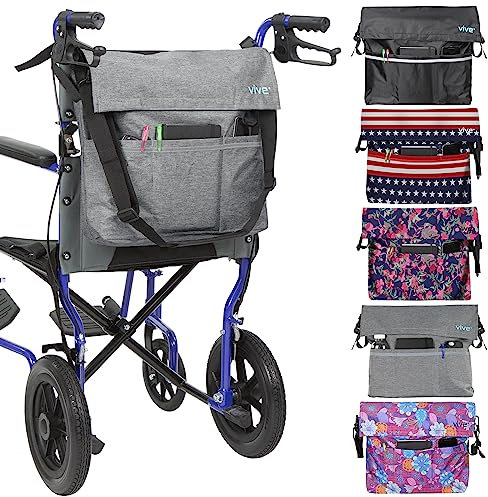 Vive Bolsa para silla de ruedas – Bolsa de accesorios para silla de ruedas eléctrica para adultos, personas mayores, 15 colores – Accesorio grande para colgar en la espalda, mochila de viaje de