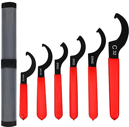 AutoWanderer Tool Universal Spanner Wrench Set 6Pcs Steel Adjustable Shock Wrench Coilover Spanner Motorcycle Coil Over Shock Adjustment Tool