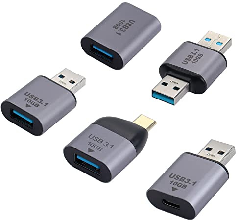 XMSJSIY Adaptador USB C a USB 3.0 de 10 Gbps, adaptador USB 3.0 macho a macho/hembra, tipo C hembra a USB C macho/hembra, tipo C macho a USB A 3.0 hembra, compatible con teléfono, laptop, PC, etc