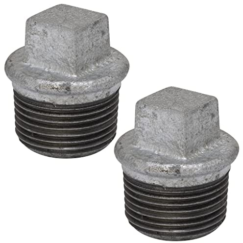 AERZETIX - C65026 - Lot de 2 Bouchons filetage mâle 3/4 à visser en fonte - finition zinguée - tuyau plomberie chauffage installation sanitaire d'eau alimentation système de traitement d'eau