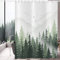 Hnmdmyi Duschvorhang Grün 180x200, Nebliger Wald Berg Natur Baum Pflanze Waldland Dekorative Badewanne Vorhang Wasserdicht Polyester Stoff Waschbar Badevorhang für Badezimmer mit Haken