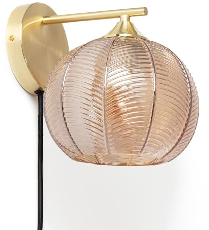 LEDKIA LIGHTING Lámpara de Pared Metal y Cristal Klimt Ámbar E27