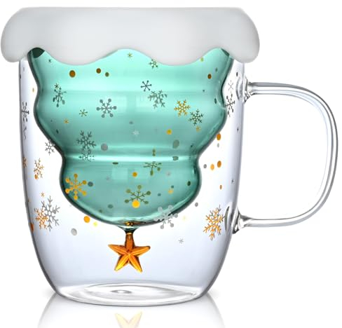 Joymaking Jolie tasse de Noël - Cadeau - Tasse à vin chaud - Tasse à expresso - Tasse à café à double paroi - Verres à thé - Verres à vin chaud - Grandes tasses de Noël