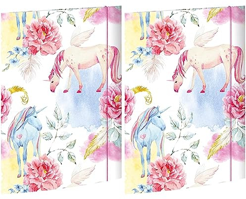 RNK 45327 - Zeichenmappe Einhorn 310 x 440 mm DIN A3, mit Gummizugverschluss, 1 Stück (Packung mit 2)