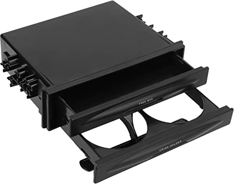 Boîte de Rangement pour Autoradio 2 en 1, Multi-usage ABS Universel 1DIN 2 Couches, Porte-gobelet Noir pour Collecter des Objets, Convient à 173x48mm, fabriqué en Matériau de