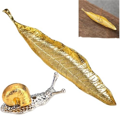 Porta Incenso,Bruciatore di Incenso,inserti di incenso in foglia in metallo,Porta Bastoncini di Incenso,con Supporto del Bastone di incenso della Lumaca,per arredamento casa,regalo artigianale