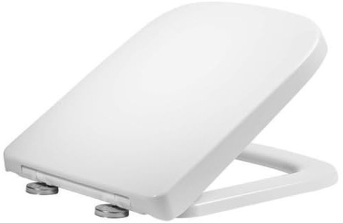 Square Soft Close Toilet Seat Quick Release for Easy Cleaning for Better Hygiene Easy Installation with Top Fixing & 360° Adjustable Hinges Standard Size Rectangle Loo Seat 42 x 36 cm PP White