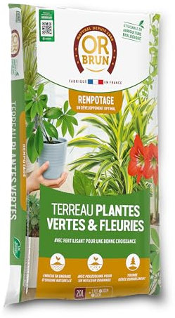 OR BRUN Terreau Plantes Vertes & Fleuries 20 litres : Un Support idéal pour Vos végétaux