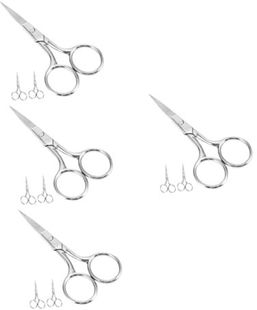 Healeved 4 Sätze Augenbrauen-trimm Schere Eyebrow Contouring Vielzweckschere Haarstick Bartwichse Schnurrbart Eyelash Extension Schönheitsschere Tragbare Schere Rostfreier Stahl 3 Stück * 4