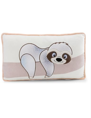 NICI Cuscino in peluche con motivo bradipo Izzy Icetumbler, morbido e ideale per le coccole di bambini e adulti, per casa, asilo o in viaggio, 43 x 25 cm, beige – 62446
