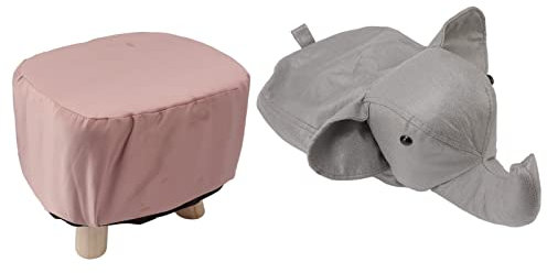 Brrnoo Animal Otomana, Taburete de Reposapiés de Pie Pequeño Silla para Niños Silla para Niños Elefantes Fisuros con Forma de Fosón con Suave Colchón Acolchado para Dormitorio, Debajo del Escritorio,