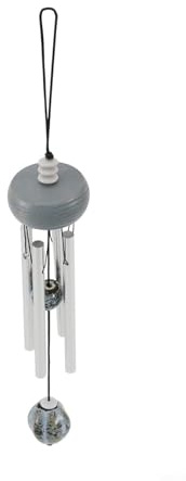 Zilimontt Mini carillon éolien avec 4 tubes en aluminium et dessus en bois pour jardin, cour, extérieur, décoration d'intérieur en imitation bronze (gris)