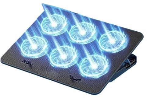 Base di raffreddamento per laptop Ventilatore per Dispositivo di raffreddamento per laptop da gioco da 13-18 pollici, sei ventole,pad di raffreddamento per notebook con luce a LED