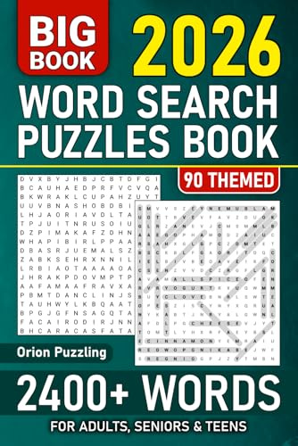 Big Word Search Puzzles Book For Adults: 2400+ Words - 90 Themed Words Find For Seniors & Teens, Fun Large Print Wordsearch With Solutions