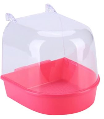 GARVALON Bañera para Pájaros Pequeña de Plástico Resistente Lavabo de Ducha Colgante para Loros y Aves Pequeñas Baño para Jaula Fácil de Instalar Accesorio para Mascotas Color Aleatorio