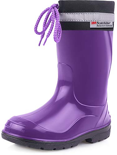 Ladeheid Stivali Bambino e Bambina in Gomma PVC Stivaletti Impermeabili per Ragazzi e Ragazze Calzature Antipioggia per Bimbi Resistenti all'Acqua LA-972 (Porpora/Nero 35 EU)
