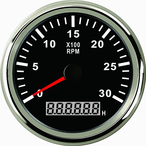 ELING Universell varvräknare RPM REV räknare med timmätare 3 000 RPM 85 mm 9-32 V med bakgrundsbelysning