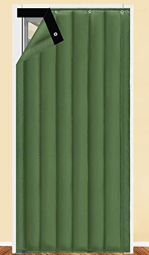 Liveinu Isolamento Termico Tenda Per Porte Con Strisce Laccio Adesivo Impermeabile Fleece Protezione Tenda Con Thermo Nessuna Perforazione Per Camera Climatizzata Isolamento Acustico 150x230cm Verde