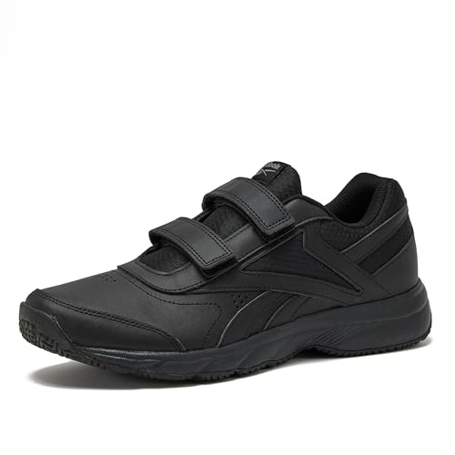 Reebok Work N Cushion Black Non Slip Work Men Shoes, Hook and Loop Mens Walking Shoes, Cold Grey/Black, 10