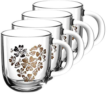 LEONARDO HOME 046448 EMOZIONE Tasse 400 ml mehrfarbig Blumenherz 4er-Set, Glas