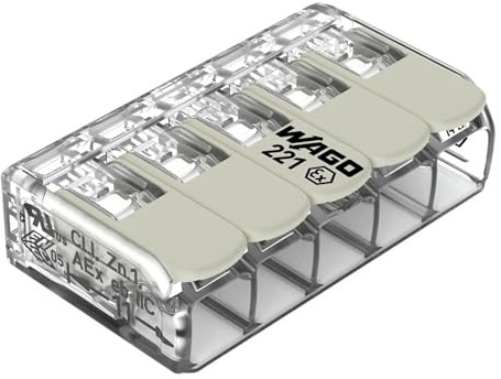 WAGO 221-485 Morsetto, 5 conduttori, 4 mm², Morsetto di collegamento con leva