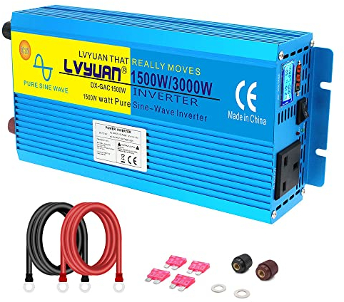 LVYUAN Inverter Pure Sine Wave Power Inverter 1500W /3000W DC 12V to AC 230V/240V converter LCD display