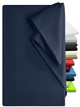 npluseins Bettlaken 180x275cm â€“ Leintuch Gummizug â€“ Tuch ist ideal für Terrasse Reisen Camping und Tischtuch - Wohnmobil Laken - Betttuch Gummizug â€“ 100% Baumwolle, ca. 180 x 275 cm, Navy