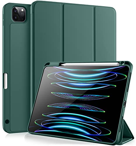 Vobafe Custodia Compatibile con Cover iPad PRO 11 2022/2021/2020/2018, a Tre Ante con portapenne per iPad PRO 11 Pollici, Supporto 2. Gen Pencil, Attivazione/Disattivazione Automatica, Verde Pino