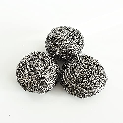 Hampine 3 Pack Stainless Steel Scourers - Sponge Scrubbers Metal Steel Wool Scouring Pad - Stainless Steel Cleaner Cleaning Sponges Metal Scourer Wire Wool Sponge Scourer