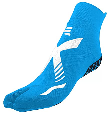 R-EVENGE CALZA TECNICA POOL 1 FINGER ATTIVITÀ IN PISCINA E SU SUPERFICI BAGNATE, ANTISCIVOLO, ANTIBATTERICA, IDEALE PER NUOTO ACQUAGYM, HYDROBIKE, (L 42-45, AZZURRO/BIANCO)