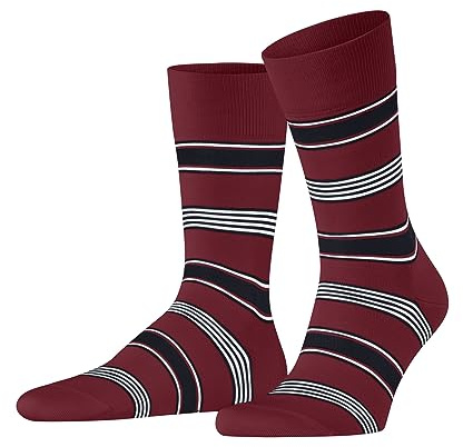 FALKE Marina Stripe M SO coton motif fantaisie 1 paire, Chaussettes Homme, Rouge (Scarlet 8228), 41-42