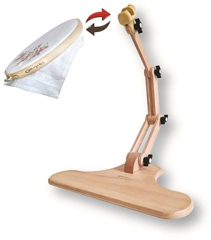 Nurge Verstellbarer Stickerei Tischständer Kreuzstich Hoop Ständer Stickrahmen Halter Handpoliert Naturholz (190-4 Stickständer)