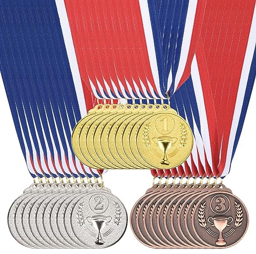 PATIKIL 30 Pieces Gold Silver Bronze Award Medals, 2 Inch Award Medals 1st 2nd 3rd Prize with Neck Ribbon for Games Sports Competitions