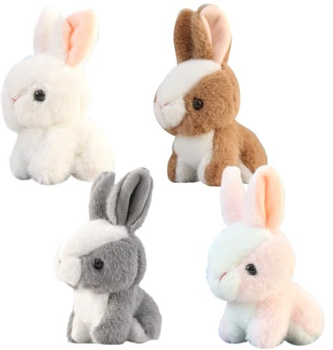 Fadcaer Bunny Plush Toys,4 Pcs Plush Rabbit Keychain Hanging Pendant,Easter Rabbit Stuffed Animals Plush Toy for Kids Adults Backpacks Decor Easter Egg Fillers Birthday Party Gifts