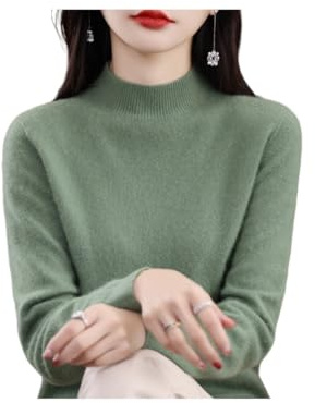 Suéteres de Cachemira para Las Mujeres, Jersey de Cachemira Suave, Cuello Redondo Jersey Caliente, Medio Cuello Alto suéteres de Manga