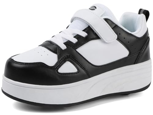 Kmrlofiy Schuhe mit Rollen für Jungen Mädchen Skateboardschuhe für Jungen Sportschuhe Outdoorschuhe Rollschuhe Kinder 2-in-1-Multifunktionsrollschuhe Sneakers (KBD-P35, 35EU)