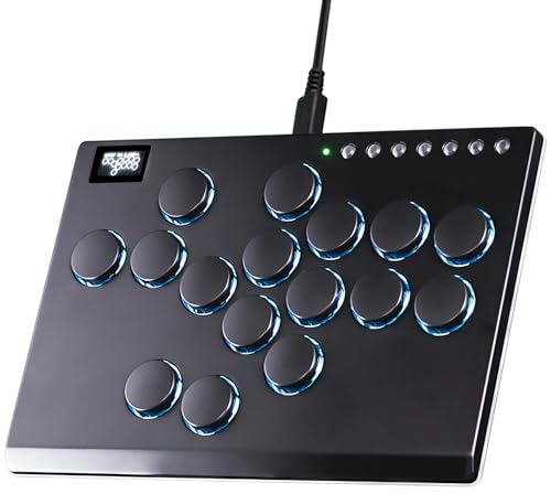 Sehawei Arcade Fight Stick,16 Keys Aluminum Alloy Game Keyboard,Street Fight keypad with Turbo Functions & Custom RGB pour PS4/Switch/PC/PS3/Steam (M16Black)