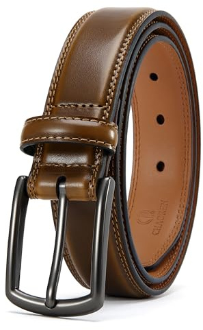 CHAOREN Läderbälte herr, bälte herr läder 32 mm för affärer och formell kostym, kostymbälte perfekt för män affärsskor, Mörkbrun, Bundweite 108 (Gesamtlänge 120cm)