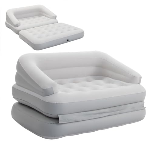 Outraveler Inflatable Couch Flocked Air Sofa Bed, Blow Up Sofa for Camping, Gray