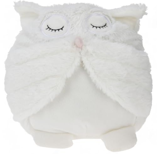 MIJOMA Butoir de porte, amortisseur en tissu peluche, sac butoir de porte en tissu, rempli de 1kg, design amusant et accrocheur pour une décoration élégante (Chouette endormie - blanc)