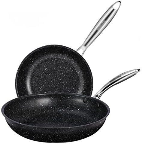 QTYQWC Juego de sartenes recubiertas, sartén Doble, Ajuste de inducción, sartén Antiadherente, Herramientas de Cocina Negras