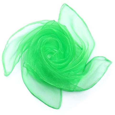 YKAFADE Pack of 20 60 x 60 cm Square Juggling Cloths Silk Towels Gymnastics Towels Juggling Scarves Dance Towels Performance Scarves for Sensory Tool Nursery Children's Show – Green