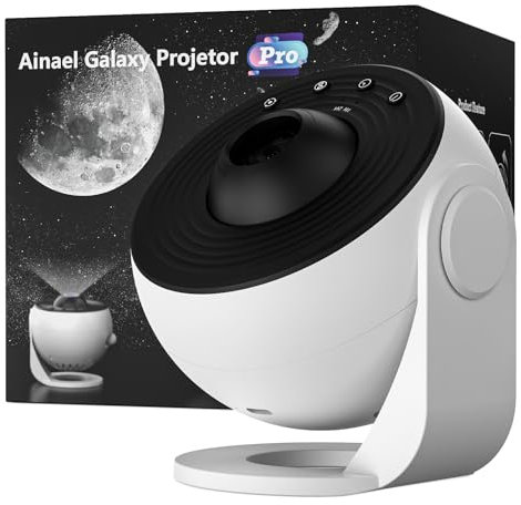 Ainael Proiettore Galassia, Proiettore Stelle Soffitto Planetaria Cielo Stellato Luce Notturna con 3 Diapositivas de Vidrio HD, Galaxy Projector Pro per Bambini Adulti Camera