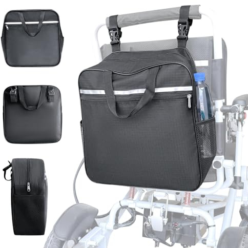 Mujocooker Wheelchair Backpack Bag for Seniors & Adults, Large Capacity – Hangs Securely on Wheelchair Back – Organiser for Mobility & Electric Wheelchairs